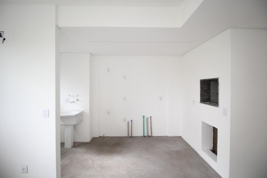 Cozinha de apartamento à venda com 1 quarto, 55m² em Jardim do Salso, Porto Alegre