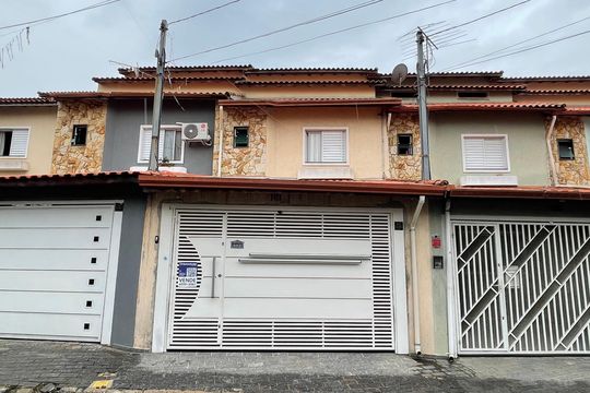 Fachada+Placa de casa de condomínio à venda com 3 quartos, 99m² em Cidade Patriarca, São Paulo