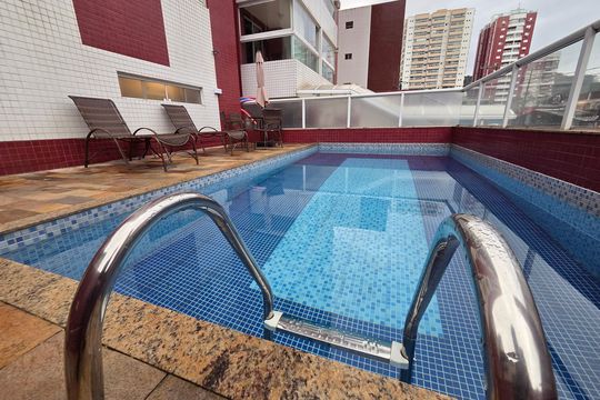 Área comum - Piscina de apartamento para alugar com 2 quartos, 75m² em Canto do Forte, Praia Grande