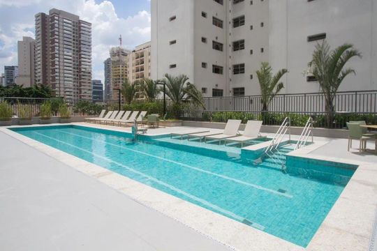 Área externa de apartamento para alugar com 2 quartos, 72m² em Santo Amaro, São Paulo