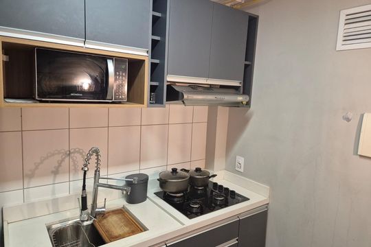 Cozinha de apartamento para alugar com 1 quarto, 27m² em Vila Butantã, São Paulo