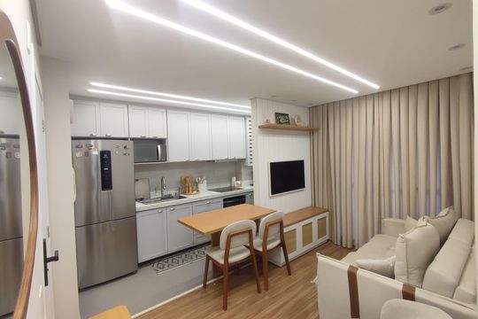 Cozinha de apartamento à venda com 2 quartos, 44m² em Ponte Sao Joao, Jundiaí