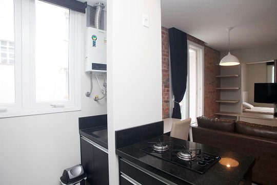 Cozinha + Área de Serviço de kitnet/studio à venda com 1 quarto, 51m² em Floresta, Porto Alegre