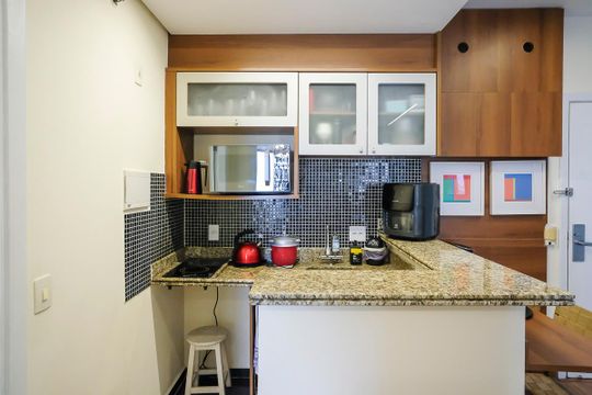 Cozinha de apartamento à venda com 1 quarto, 38m² em Santa Paula, São Caetano do Sul