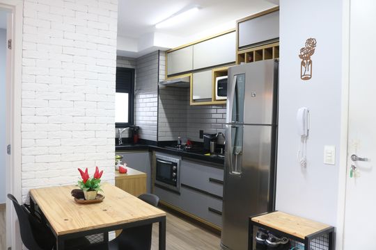 Cozinha de apartamento à venda com 2 quartos, 35m² em Barra Funda, São Paulo