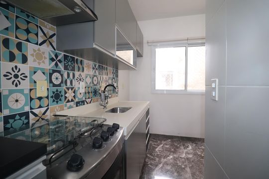 Cozinha de apartamento à venda com 1 quarto, 36m² em Vila Sao Pedro, Santo André