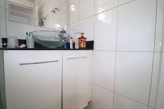 Banheiro Quarto 1 Suíte de apartamento à venda com 3 quartos, 92m² em Parque Sao Vicente, Santo André