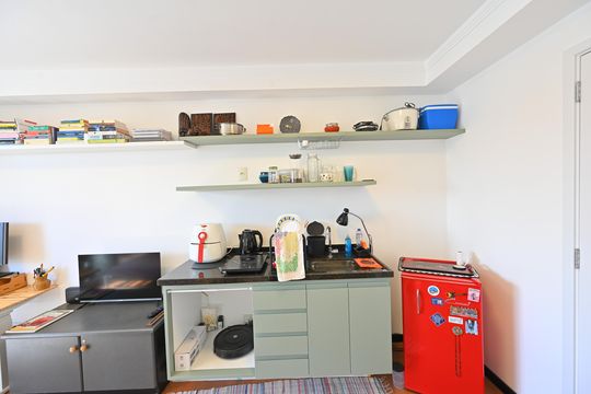 Cozinha de apartamento à venda com 1 quarto, 33m² em Mirandópolis, São Paulo