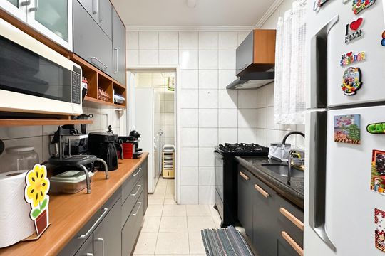 Cozinha de apartamento à venda com 3 quartos, 68m² em Nova Petrópolis, São Bernardo do Campo