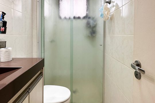 Banheiro Social de apartamento à venda com 3 quartos, 68m² em Nova Petrópolis, São Bernardo do Campo