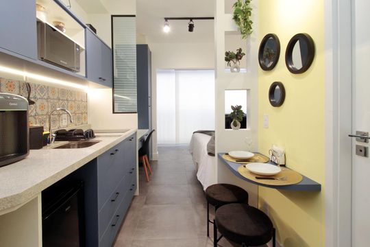 Cozinha de kitnet/studio à venda com 1 quarto, 24m² em Tatuapé, São Paulo