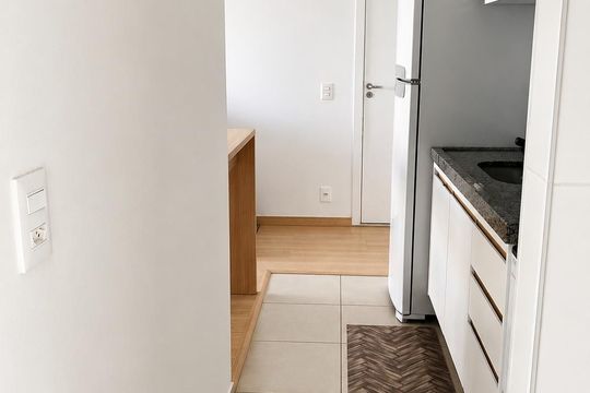 Cozinha de apartamento à venda com 2 quartos, 52m² em Jardim do Lago, Campinas