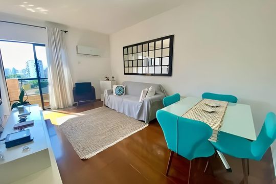 Sala de apartamento para alugar com 1 quarto, 57m² em Ponta da Praia, Santos