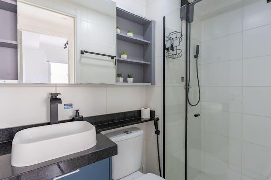 Banheiro de apartamento para alugar com 2 quartos, 34m² em Barra Funda, São Paulo