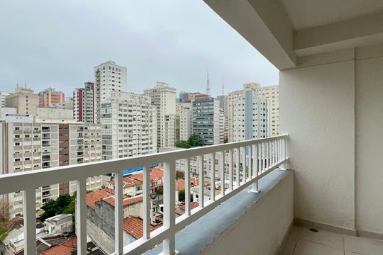 Varanda de kitnet/studio à venda com 1 quarto, 30m² em Jardim Paulista, São Paulo