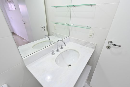 Banheiro da Suíte de apartamento à venda com 1 quarto, 43m² em Vila Clementino, São Paulo