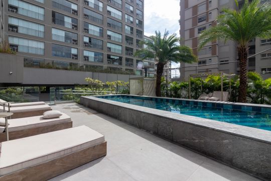 Área comum - Piscina de apartamento para alugar com 1 quarto, 41m² em Indianópolis, São Paulo