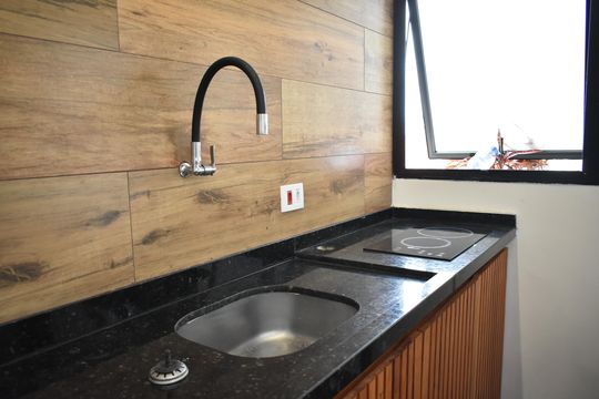 Sala/Cozinha de apartamento para alugar com 1 quarto, 60m² em Mirandópolis, São Paulo
