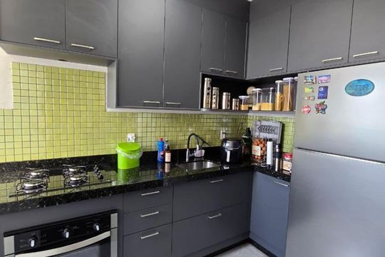 Cozinha de apartamento à venda com 2 quartos, 55m² em Vila Progresso, Jundiaí