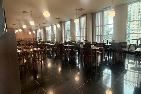 Área comum - Restaurante de apartamento à venda com 1 quarto, 33m² em Vila da Serra, Nova Lima