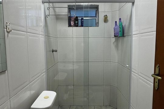 Banheiro da Suíte de apartamento à venda com 1 quarto, 53m² em Centro, Santo André