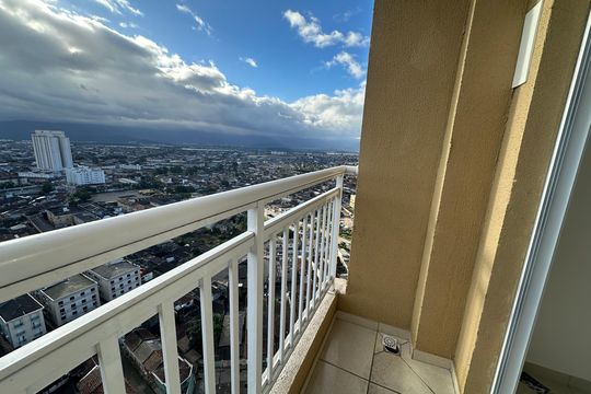 Varanda da Sala de apartamento para alugar com 2 quartos, 46m² em Parque Sao Vicente, São Vicente