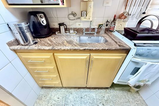 Cozinha de apartamento à venda com 1 quarto, 48m² em Brooklin, São Paulo