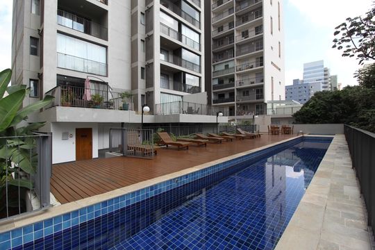 Área Comum - Piscina de kitnet/studio para alugar com 1 quarto, 35m² em Vila Olímpia, São Paulo