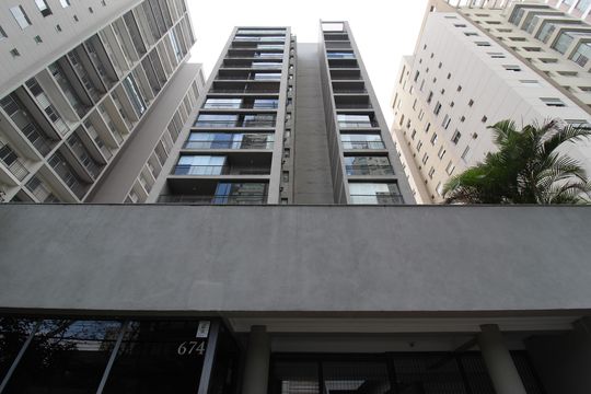 Fachada do Prédio de kitnet/studio para alugar com 1 quarto, 35m² em Vila Olímpia, São Paulo