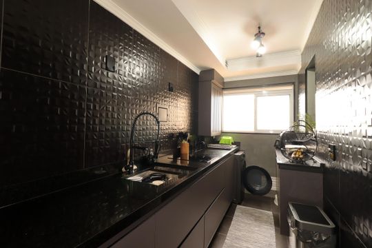 Cozinha de apartamento à venda com 2 quartos, 94m² em Vila Valparaíso, Santo André