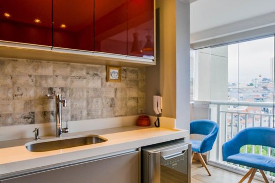 Cozinha de apartamento à venda com 1 quarto, 60m² em Campestre, Santo André