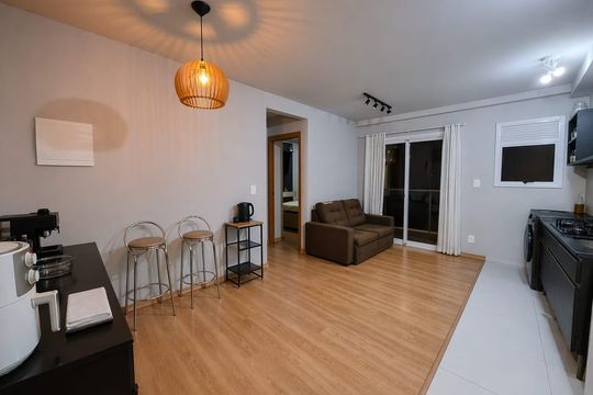 Sala/Cozinha  de apartamento à venda com 2 quartos, 51m² em Estância Velha, Canoas