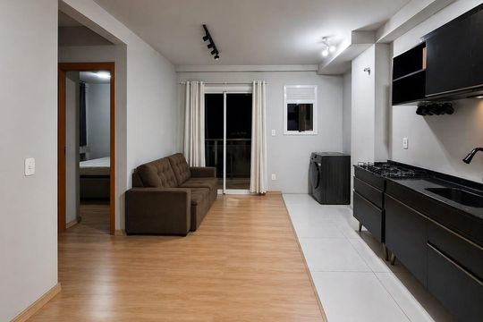 Sala/Cozinha  de apartamento à venda com 2 quartos, 51m² em Estância Velha, Canoas