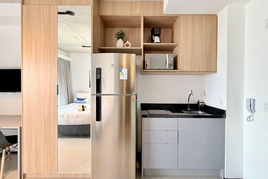 Cozinha  de apartamento para alugar com 1 quarto, 25m² em Brooklin, São Paulo