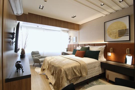 Sala/Quarto de kitnet/studio para alugar com 1 quarto, 29m² em Indianópolis, São Paulo