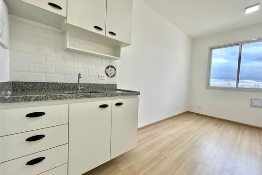 Cozinha de apartamento à venda com 1 quarto, 24m² em Jardim Floresta, São Paulo