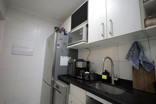 Cozinha de apartamento à venda com 3 quartos, 63m² em Vila Homero Thon, Santo André