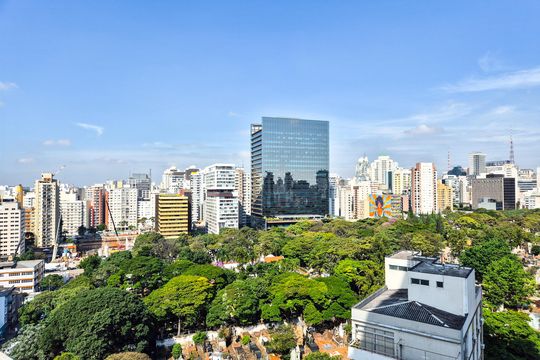 Vista da Sala de apartamento para alugar com 1 quarto, 37m² em Higienópolis, São Paulo