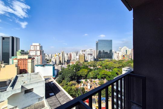 Vista do Quarto de apartamento para alugar com 1 quarto, 37m² em Higienópolis, São Paulo