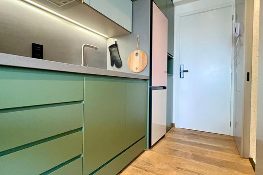 Cozinha de kitnet/studio para alugar com 1 quarto, 25m² em Pinheiros, São Paulo