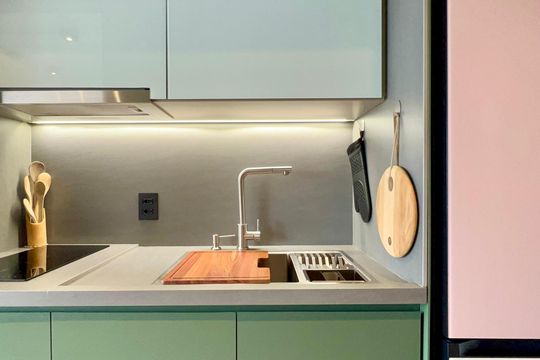 Cozinha de kitnet/studio para alugar com 1 quarto, 25m² em Pinheiros, São Paulo