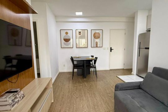 Sala/cozinha de apartamento para alugar com 1 quarto, 42m² em Bosque, Campinas