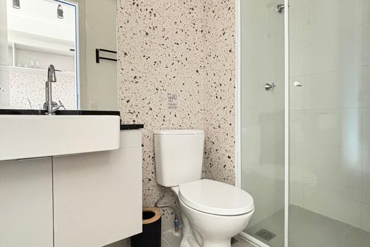 Banheiro de kitnet/studio à venda com 1 quarto, 25m² em Vila Olímpia, São Paulo
