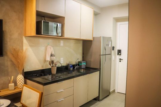 Cozinha de kitnet/studio para alugar com 1 quarto, 25m² em Perdizes, São Paulo