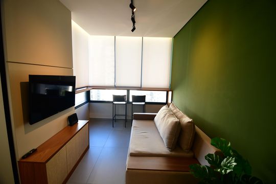 Sala de apartamento para alugar com 1 quarto, 46m² em Centro, Campinas