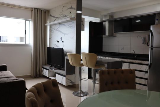 sala de apartamento à venda com 2 quartos, 74m² em Vila Rosa, Goiânia