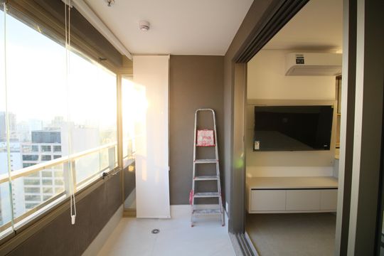 Varanda da Kitnet de kitnet/studio para alugar com 1 quarto, 29m² em Indianópolis, São Paulo