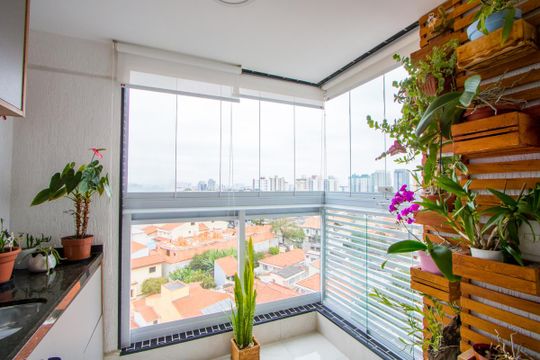 Varanda da sala de apartamento à venda com 2 quartos, 62m² em Paraíso, Santo André
