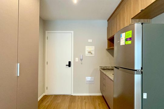 Cozinha de kitnet/studio à venda com 1 quarto, 26m² em Pinheiros, São Paulo