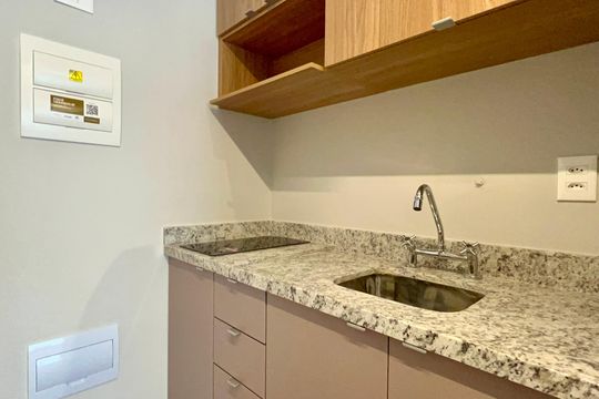 Cozinha de kitnet/studio à venda com 1 quarto, 26m² em Pinheiros, São Paulo